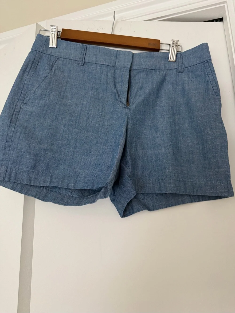 J. Crew Women's Chambray High-Waist Shorts - Light Blue
